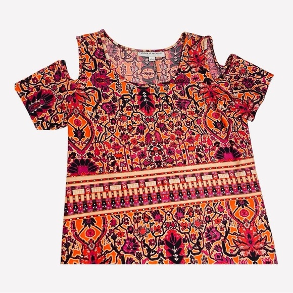 Emma & Michele Tribal Multicolor maxi dress, Pink, orange, black soft, size L - Picture 6 of 14